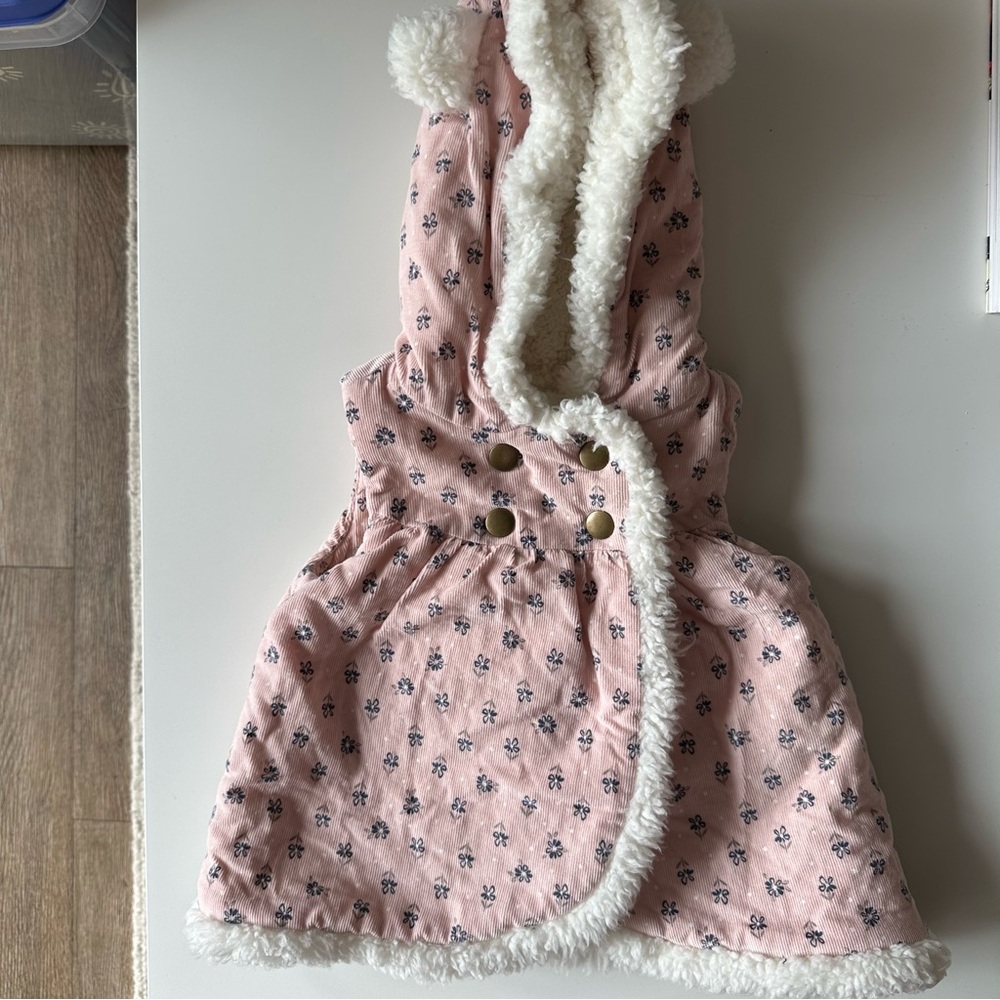 Aspen Kids Pink Floral Hooded Vest - Picture 5 of 5
